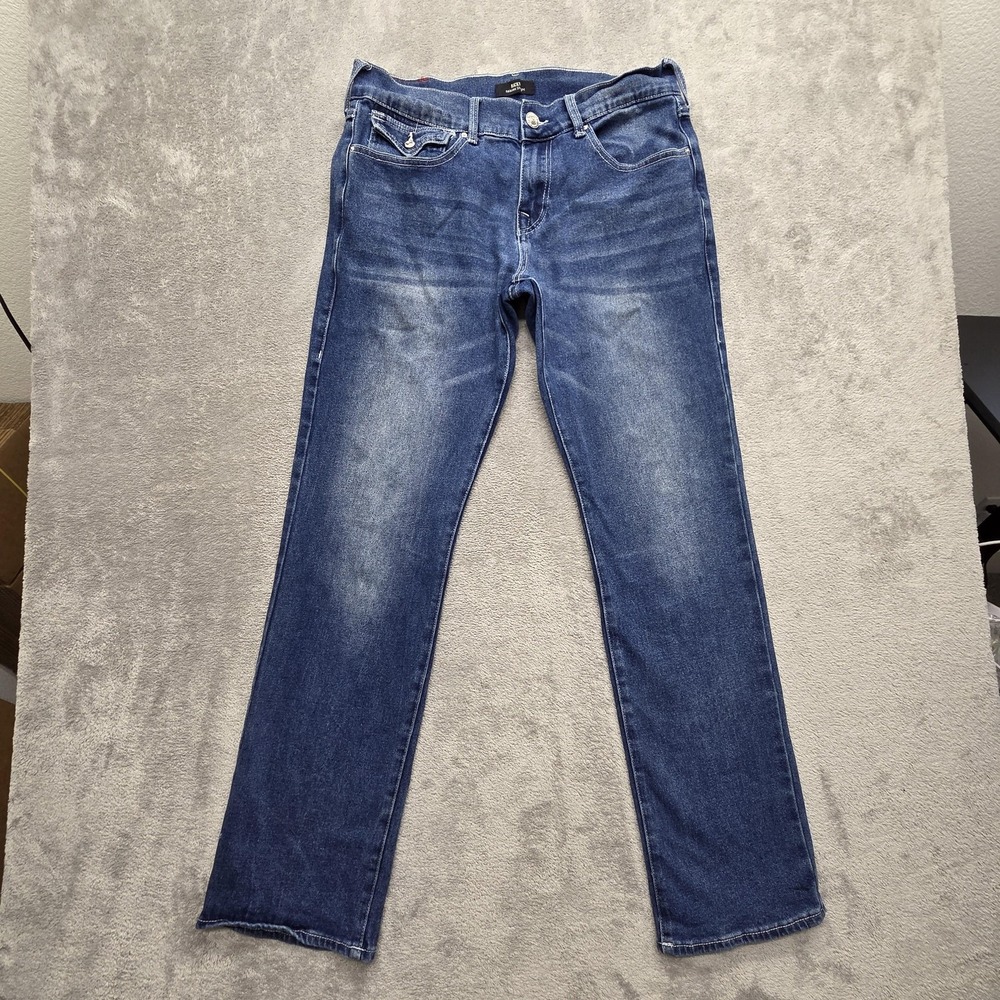True Religion Ricky Relaxed Straight Jeans Mens Measured 34x32 Blue Medium Wash